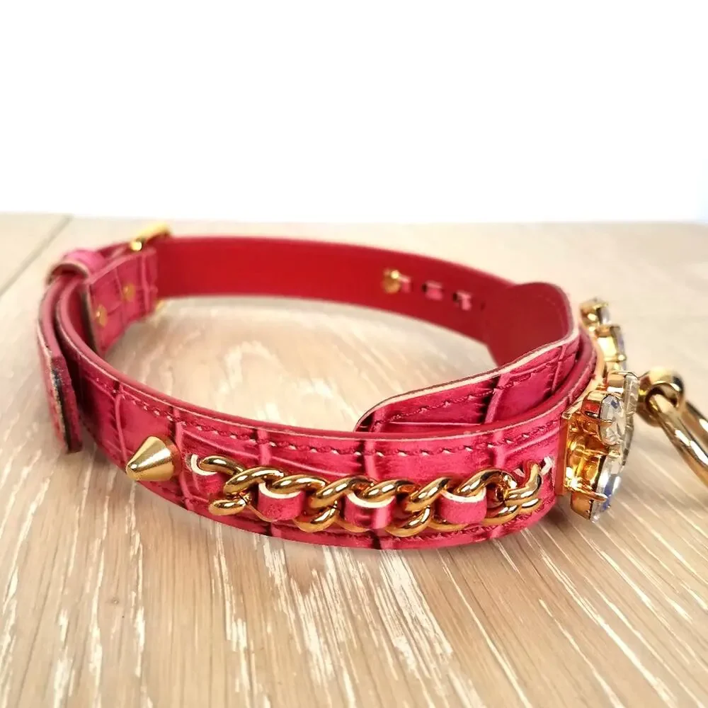 Olivia Riegel | Pink Dog Collar Swarovski Crystals Small to Medium